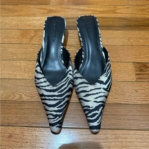 Topshop Black and White Zebra Print Mules